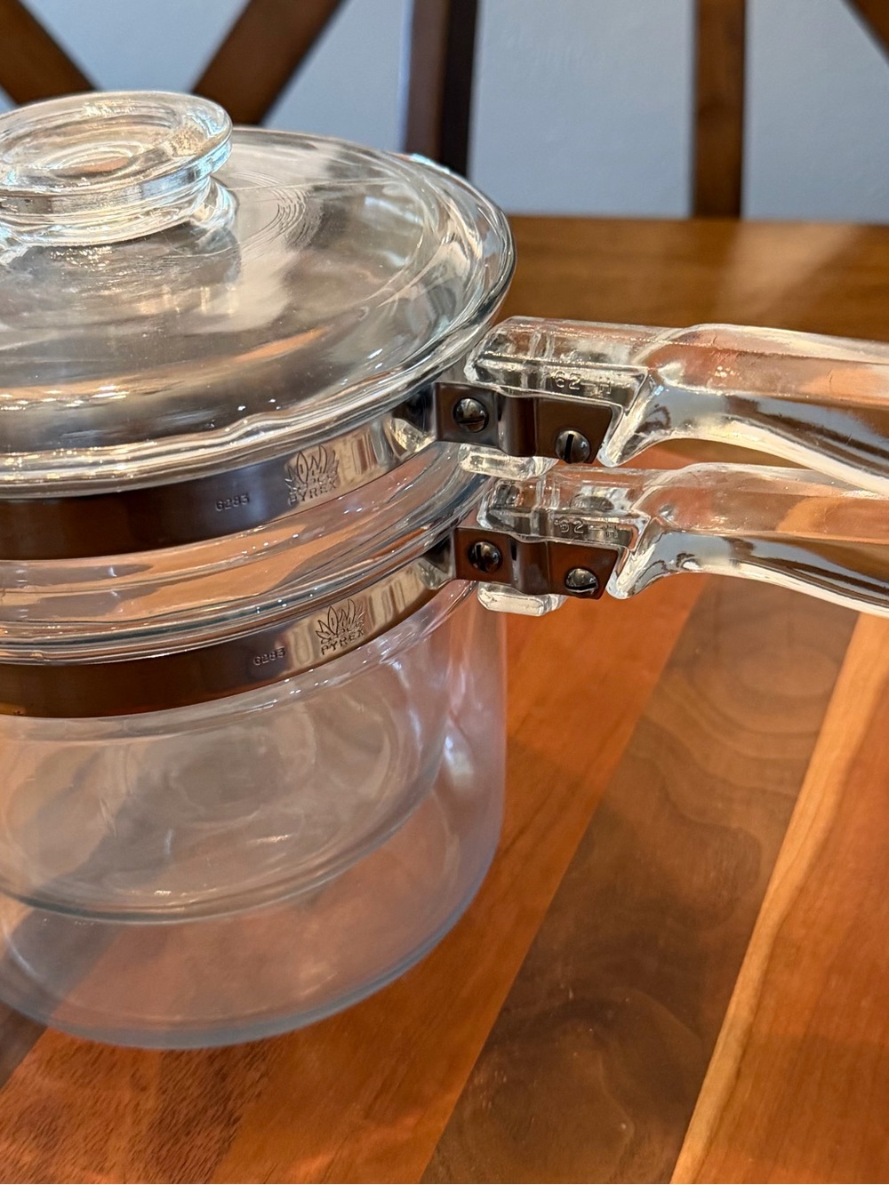Pyrex Clear Glass Double Saucepan Set with Lids
